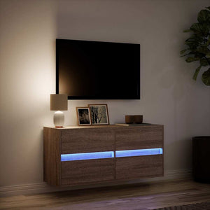 Έπιπλο Τοίχου Τηλεόρασης με LED Καφέ Δρυς 100x31x45 εκ. - Pakobazaar