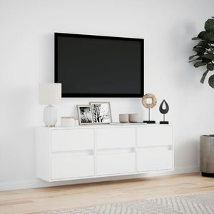 Έπιπλο Τοίχου Τηλεόρασης με LED Λευκό 130x31x45 εκ. - Pakobazaar