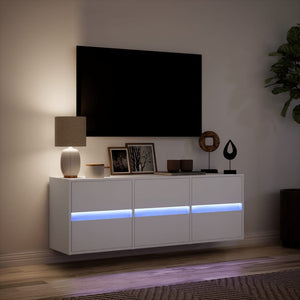 Έπιπλο Τοίχου Τηλεόρασης με LED Λευκό 130x31x45 εκ. - Pakobazaar