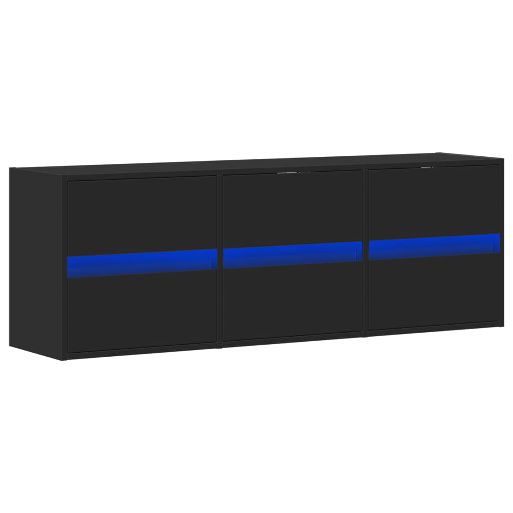 Έπιπλο Τοίχου Τηλεόρασης με LED Μαύρο 130x31x45 εκ.
