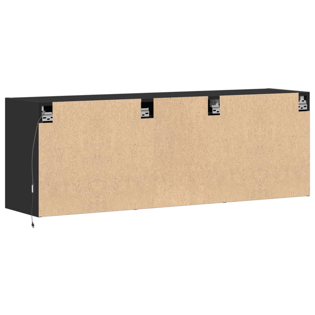Έπιπλο Τοίχου Τηλεόρασης με LED Μαύρο 130x31x45 εκ.