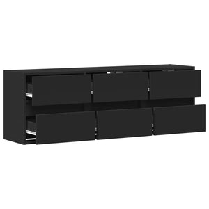 Έπιπλο Τοίχου Τηλεόρασης με LED Μαύρο 130x31x45 εκ.