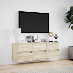 Έπιπλο Τοίχου Τηλεόρασης με LED Sonoma Δρυς 130x31x45 εκ.