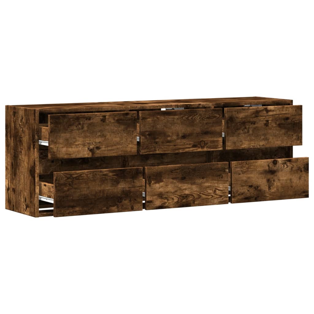 Έπιπλο Τοίχου Τηλεόρασης με LED Καπνιστή Δρυς 130x31x45 εκ. - Pakobazaar