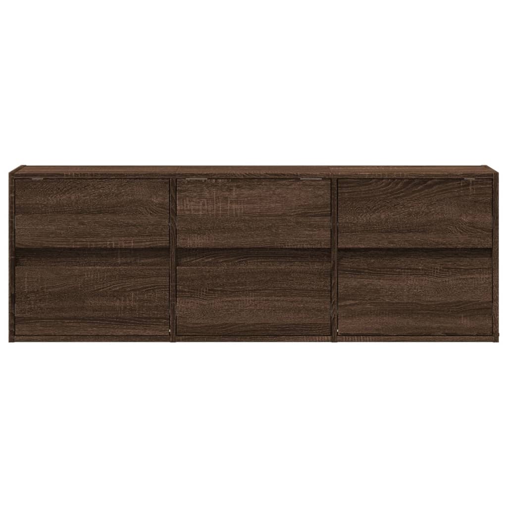 Έπιπλο Τοίχου Τηλεόρασης με LED Καφέ Δρυς 130x31x45 εκ.