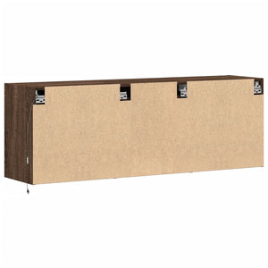 Έπιπλο Τοίχου Τηλεόρασης με LED Καφέ Δρυς 130x31x45 εκ.
