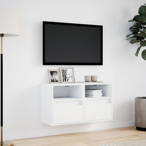 Έπιπλα Τοίχου Τηλεόρασης με LED 2 Τεμ. Λευκά 41x31x45 εκ. - Pakobazaar