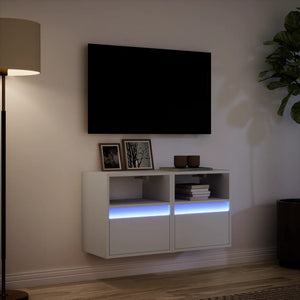 Έπιπλα Τοίχου Τηλεόρασης με LED 2 Τεμ. Λευκά 41x31x45 εκ. - Pakobazaar