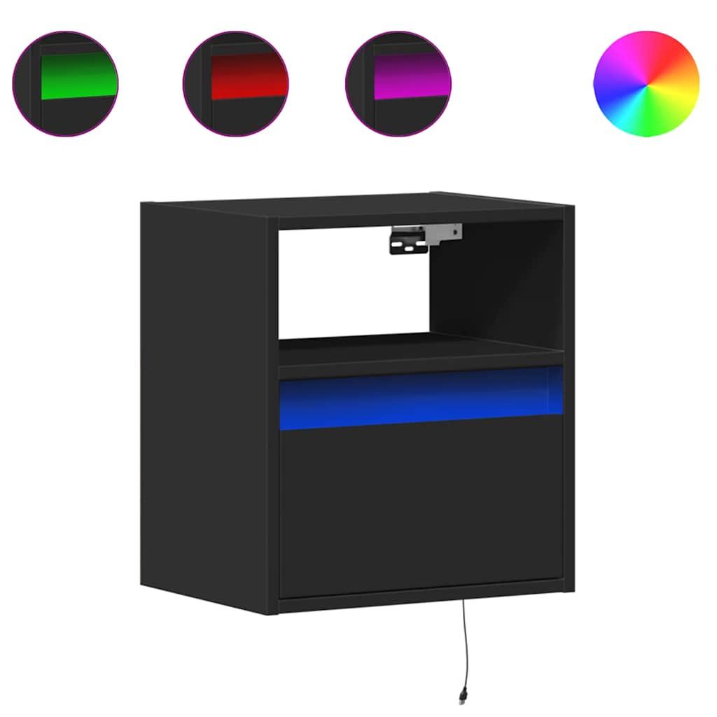 Έπιπλο Τοίχου Τηλεόρασης με LED Μαύρο 41x31x45 εκ.