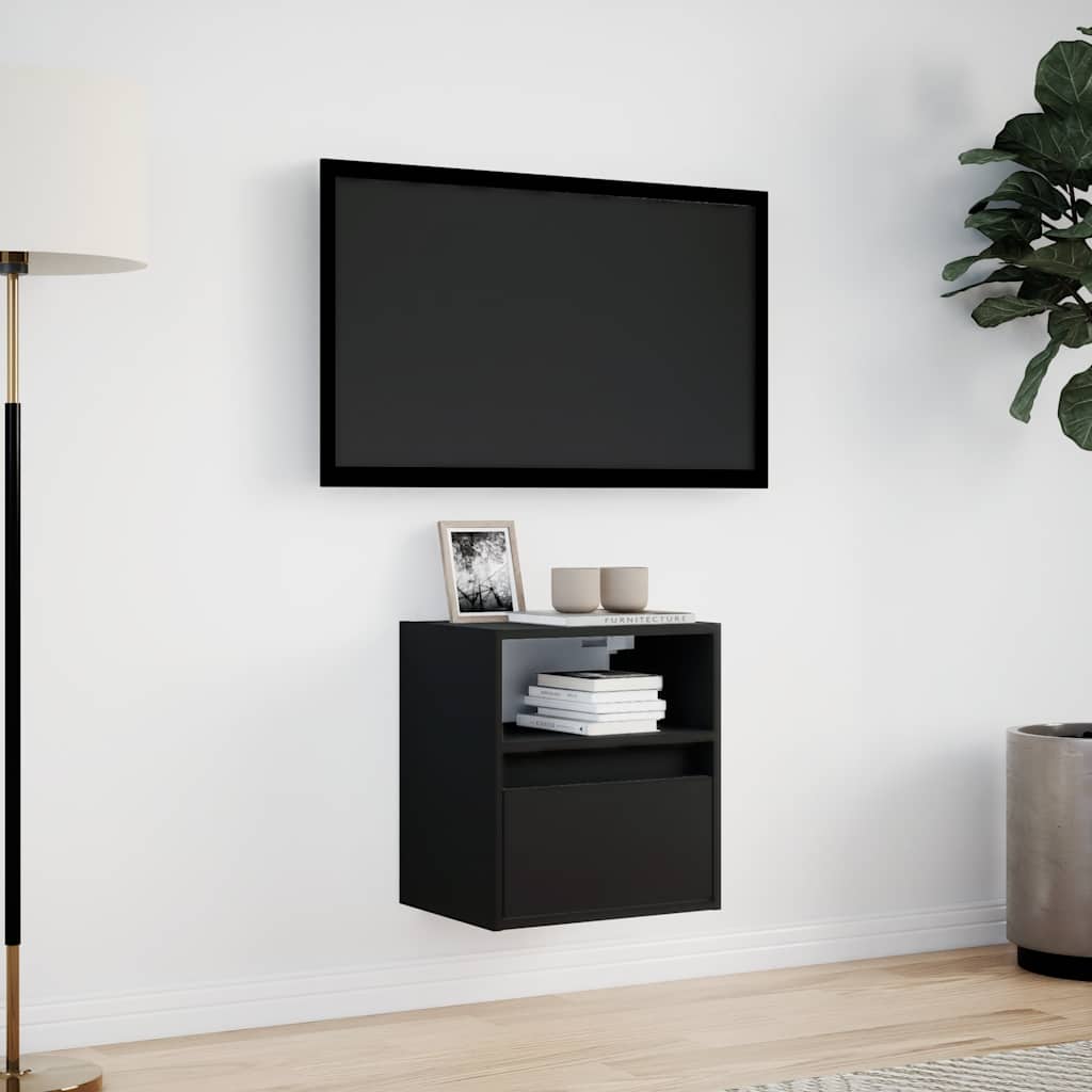Έπιπλο Τοίχου Τηλεόρασης με LED Μαύρο 41x31x45 εκ.