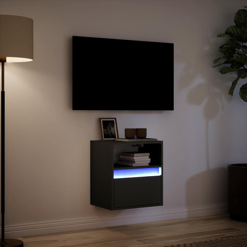 Έπιπλο Τοίχου Τηλεόρασης με LED Μαύρο 41x31x45 εκ.