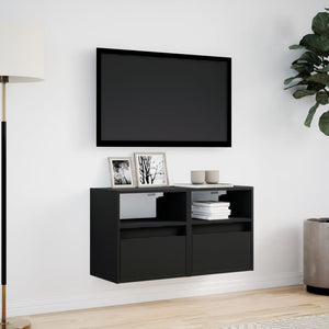 Έπιπλα Τοίχου Τηλεόρασης με LED 2 Τεμ. Μαύρα 41x31x45 εκ. - Pakobazaar