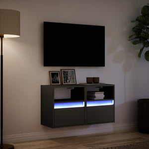 Έπιπλα Τοίχου Τηλεόρασης με LED 2 Τεμ. Μαύρα 41x31x45 εκ. - Pakobazaar