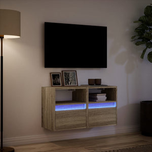 Έπιπλα Τοίχου Τηλ. με LED 2 Τεμ. Sonoma Δρυς 41x31x45 εκ. - Pakobazaar