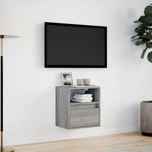 Έπιπλο Τοίχου Τηλεόρασης με LED Γκρι Sonoma 41x31x45 εκ. - Pakobazaar