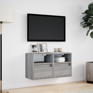 Έπιπλα Τοίχου Τηλ. με LED 2 Τεμ. Γκρι Sonoma 41x31x45 εκ. - Pakobazaar
