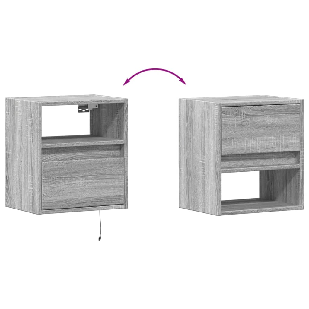 Έπιπλα Τοίχου Τηλ. με LED 2 Τεμ. Γκρι Sonoma 41x31x45 εκ. - Pakobazaar