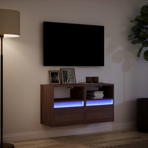 Έπιπλα Τοίχου Τηλεόρασης LED 2 Τεμ. Καφέ Δρυς 41x31x45 εκ. - Pakobazaar