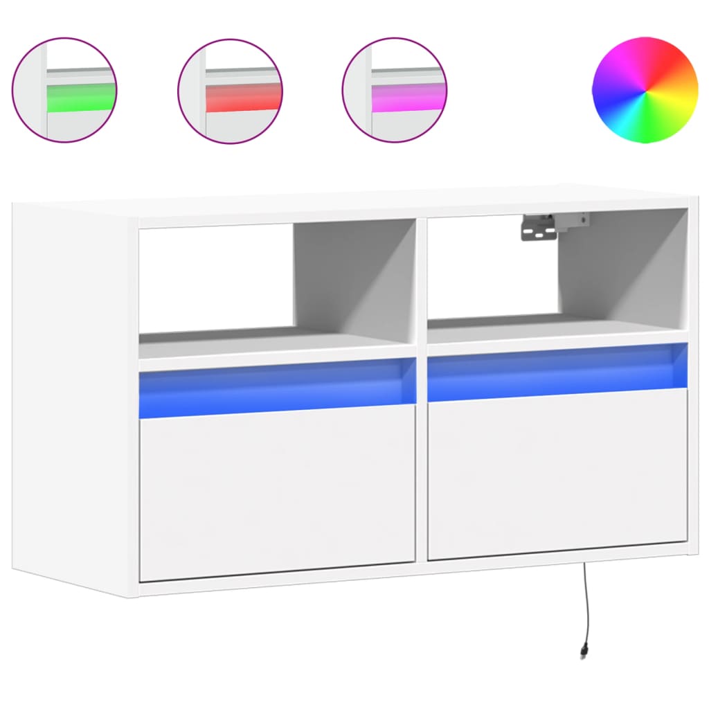 Έπιπλο Τοίχου Τηλεόρασης με LED Λευκό 80x31x45 εκ. - Pakobazaar
