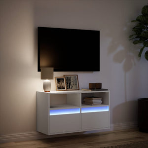 Έπιπλο Τοίχου Τηλεόρασης με LED Λευκό 80x31x45 εκ. - Pakobazaar