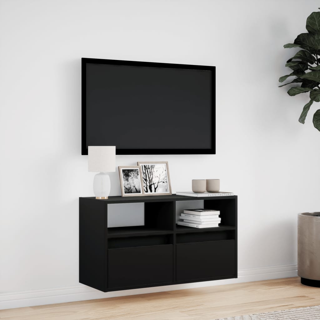 Έπιπλο Τοίχου Τηλεόρασης με LED Μαύρο 80x31x45 εκ. - Pakobazaar