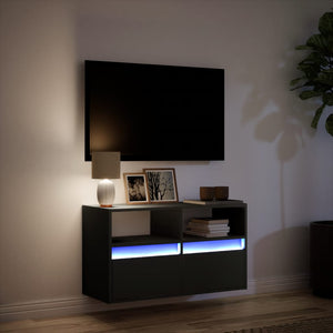 Έπιπλο Τοίχου Τηλεόρασης με LED Μαύρο 80x31x45 εκ. - Pakobazaar