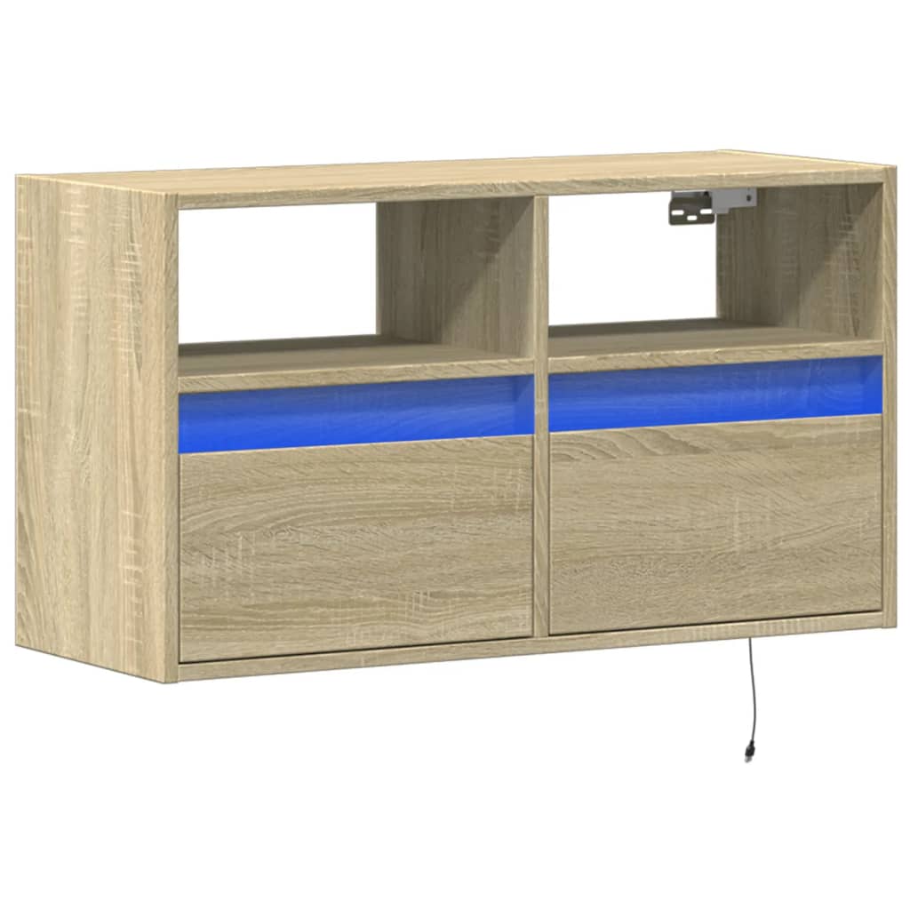 Έπιπλο Τοίχου Τηλεόρασης με LED Sonoma Δρυς 80x31x45 εκ. - Pakobazaar