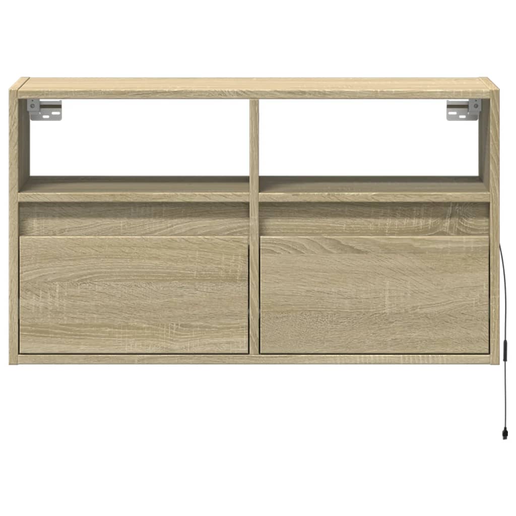 Έπιπλο Τοίχου Τηλεόρασης με LED Sonoma Δρυς 80x31x45 εκ. - Pakobazaar