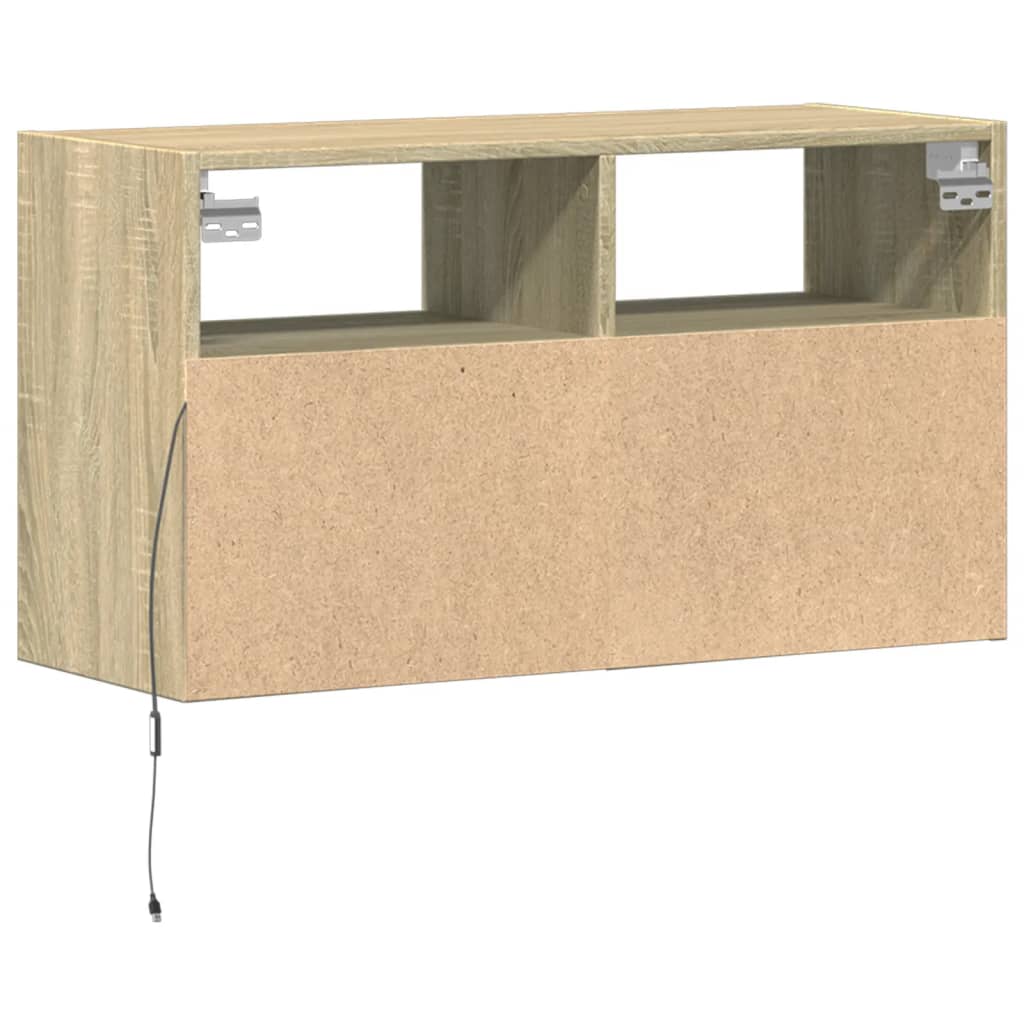 Έπιπλο Τοίχου Τηλεόρασης με LED Sonoma Δρυς 80x31x45 εκ. - Pakobazaar