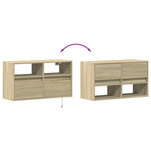 Έπιπλο Τοίχου Τηλεόρασης με LED Sonoma Δρυς 80x31x45 εκ. - Pakobazaar