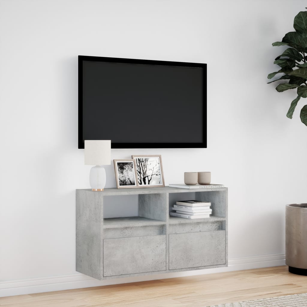 Έπιπλο Τηλεόρασης με LED Γκρι Σκυροδέματος 80x31x45 εκ. - Pakobazaar