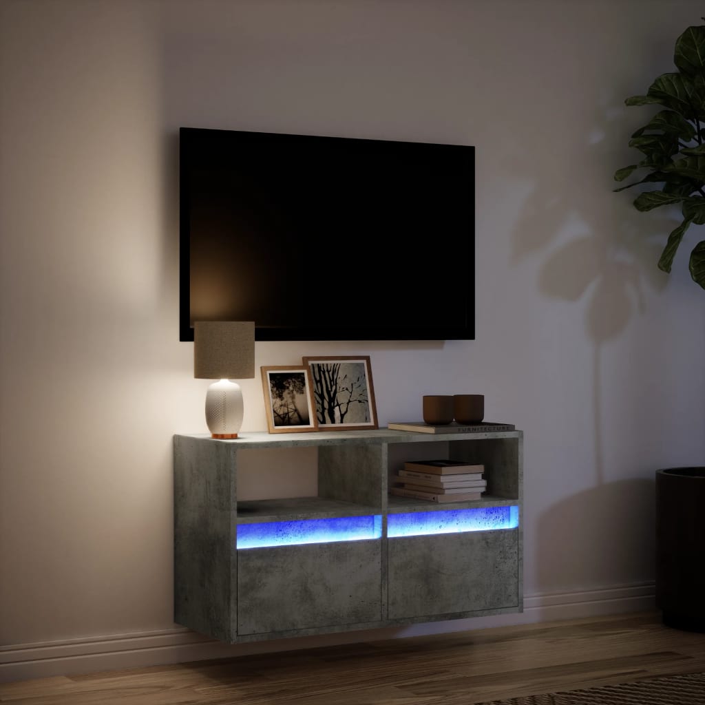 Έπιπλο Τηλεόρασης με LED Γκρι Σκυροδέματος 80x31x45 εκ. - Pakobazaar