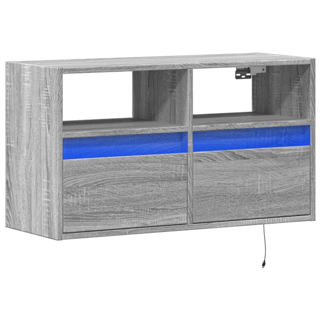Έπιπλο Τοίχου Τηλεόρασης με LED Γκρι Sonoma 80x31x45 εκ. - Pakobazaar