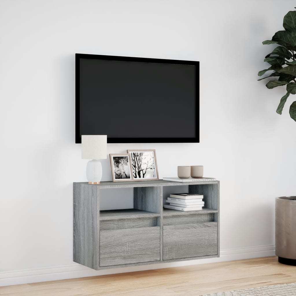 Έπιπλο Τοίχου Τηλεόρασης με LED Γκρι Sonoma 80x31x45 εκ. - Pakobazaar