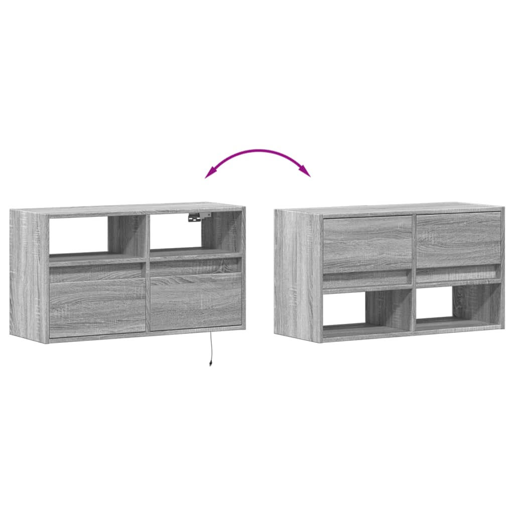 Έπιπλο Τοίχου Τηλεόρασης με LED Γκρι Sonoma 80x31x45 εκ. - Pakobazaar