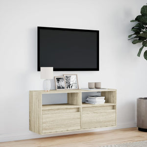 Έπιπλο Τοίχου Τηλεόρασης με LED Sonoma Δρυς 100x31x45 εκ. - Pakobazaar