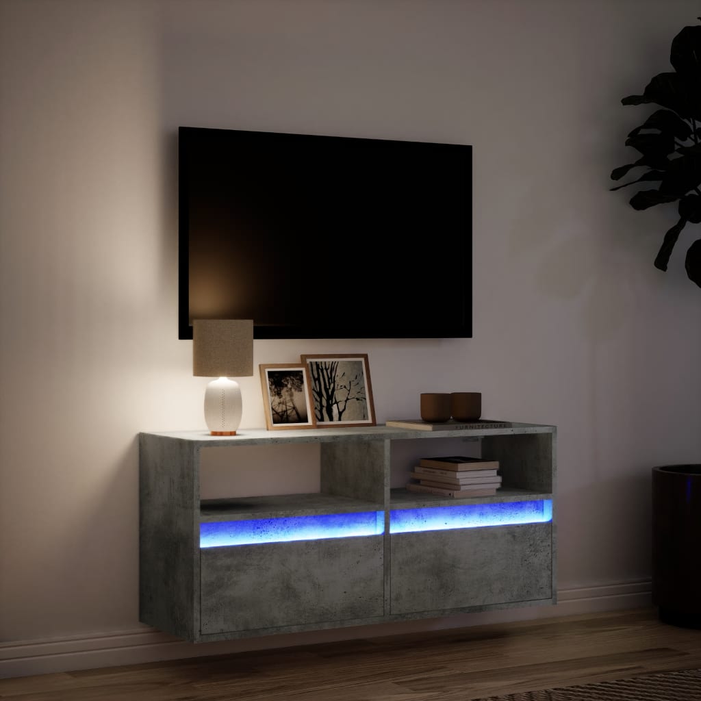 Έπιπλο Τηλεόρασης με LED Γκρι Σκυροδέματος 100x31x45 εκ. - Pakobazaar