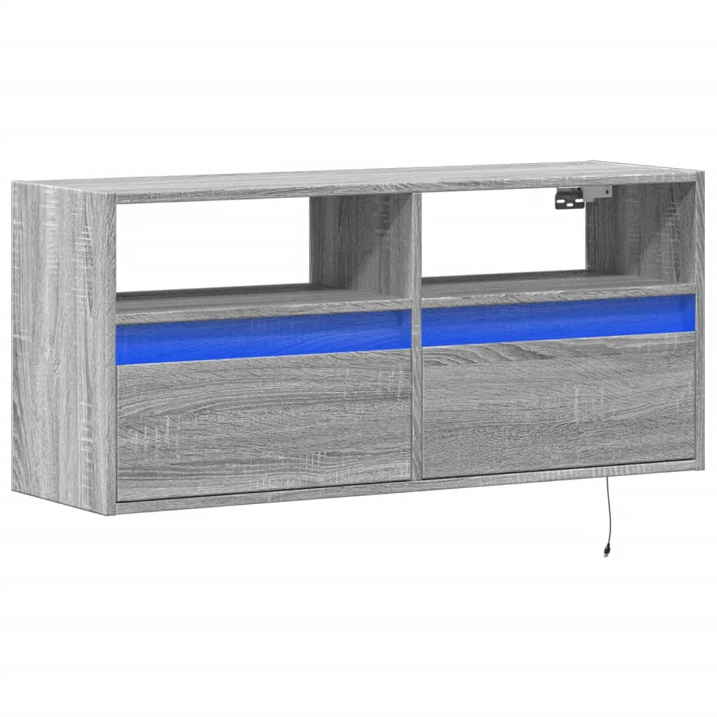 Έπιπλο Τοίχου Τηλεόρασης με LED Γκρι Sonoma 100x31x45 εκ. - Pakobazaar