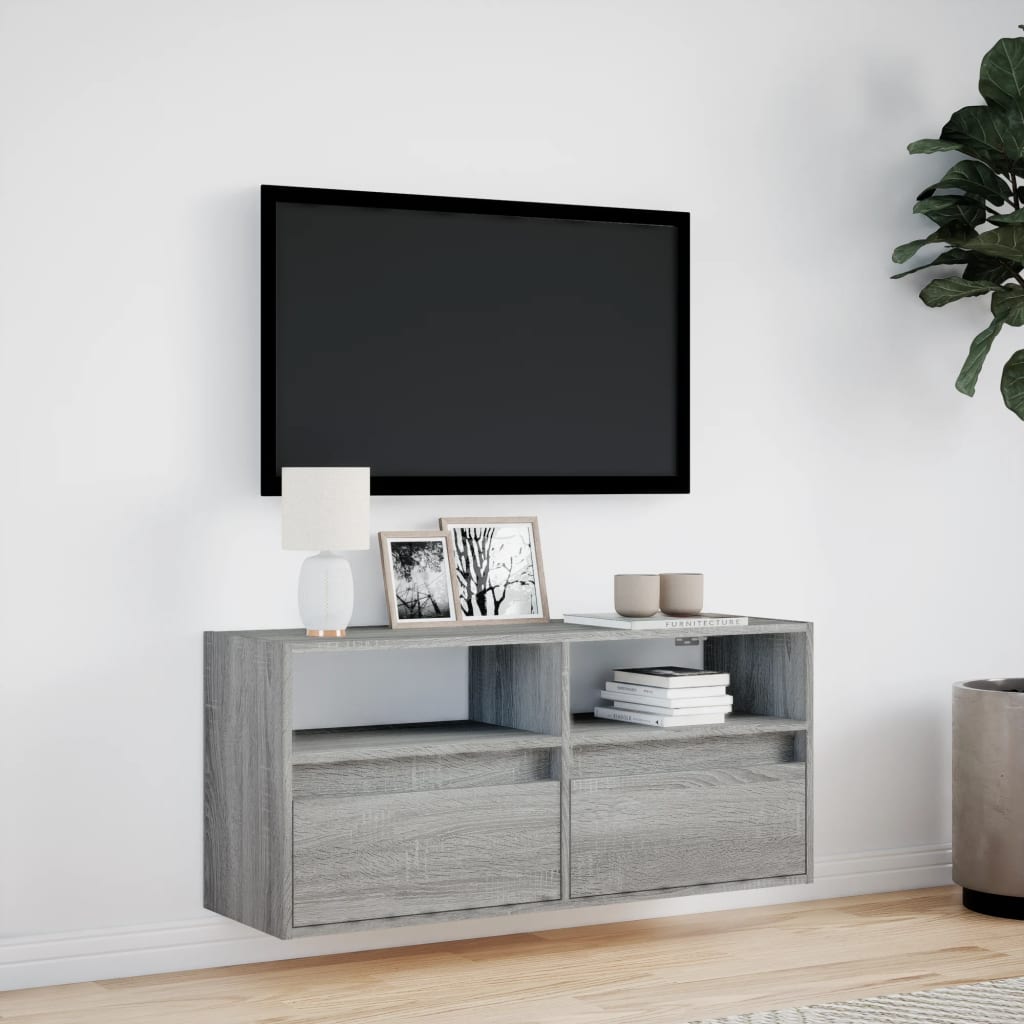 Έπιπλο Τοίχου Τηλεόρασης με LED Γκρι Sonoma 100x31x45 εκ. - Pakobazaar