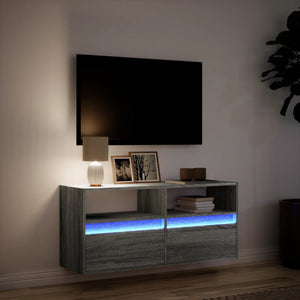 Έπιπλο Τοίχου Τηλεόρασης με LED Γκρι Sonoma 100x31x45 εκ. - Pakobazaar