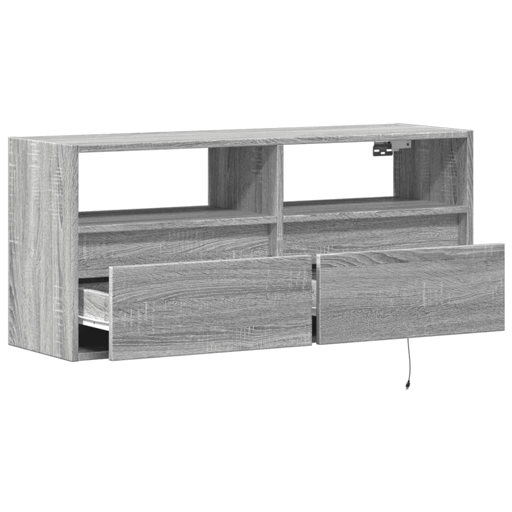 Έπιπλο Τοίχου Τηλεόρασης με LED Γκρι Sonoma 100x31x45 εκ. - Pakobazaar