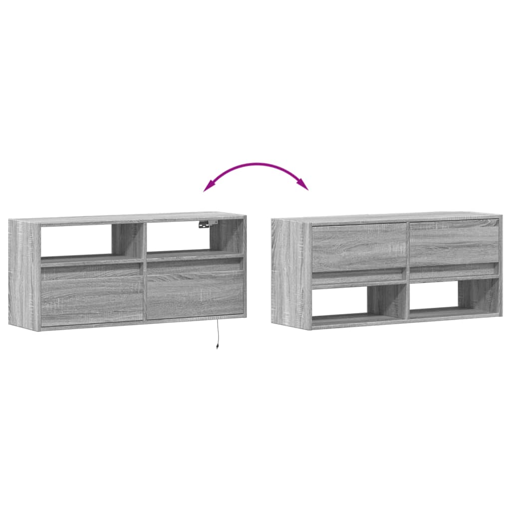 Έπιπλο Τοίχου Τηλεόρασης με LED Γκρι Sonoma 100x31x45 εκ. - Pakobazaar