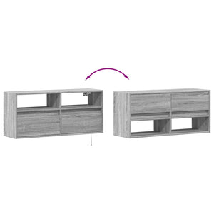 Έπιπλο Τοίχου Τηλεόρασης με LED Γκρι Sonoma 100x31x45 εκ. - Pakobazaar