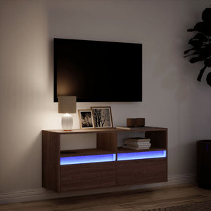 Έπιπλο Τοίχου Τηλεόρασης με LED Καφέ Δρυς 100x31x45 εκ. - Pakobazaar