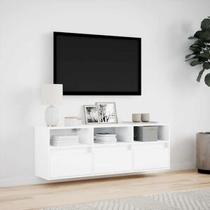 Έπιπλο Τοίχου Τηλεόρασης με LED Λευκό 130x31x45 εκ. - Pakobazaar