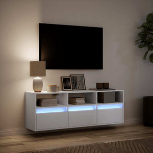 Έπιπλο Τοίχου Τηλεόρασης με LED Λευκό 130x31x45 εκ. - Pakobazaar