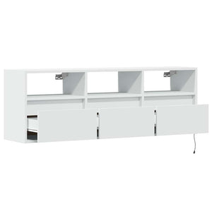 Έπιπλο Τοίχου Τηλεόρασης με LED Λευκό 130x31x45 εκ. - Pakobazaar