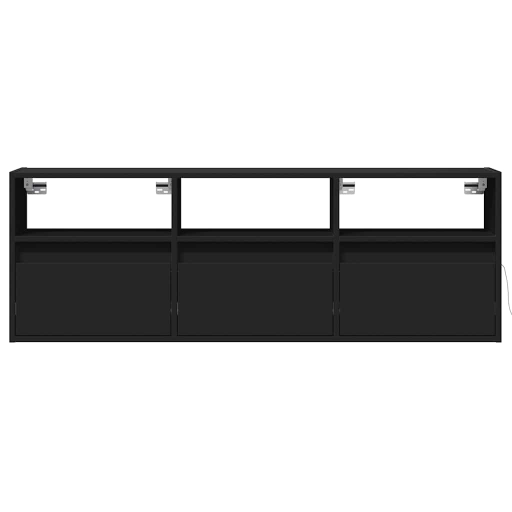 Έπιπλο Τοίχου Τηλεόρασης με LED Μαύρο 130x31x45 εκ.