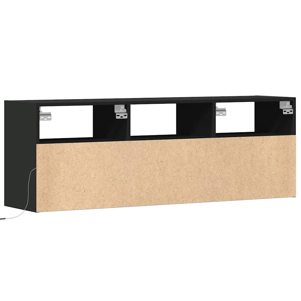 Έπιπλο Τοίχου Τηλεόρασης με LED Μαύρο 130x31x45 εκ.