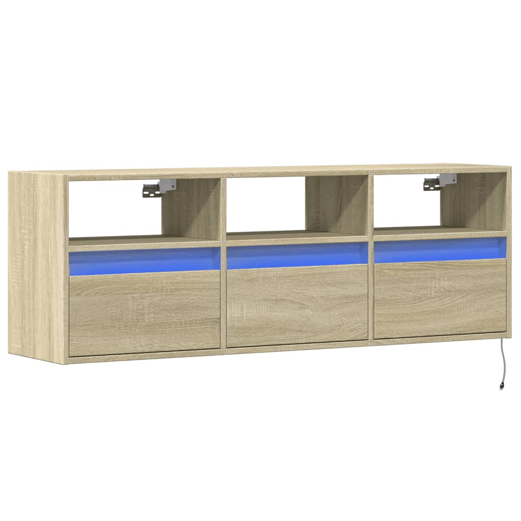 Έπιπλο Τοίχου Τηλεόρασης με LED Sonoma Δρυς 130x31x45 εκ. - Pakobazaar
